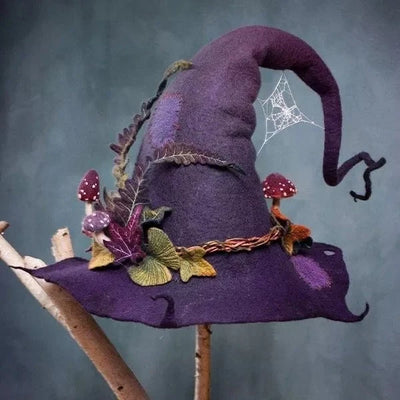 Witch Hat Hand Felted Merino Wool Adjustable Fit