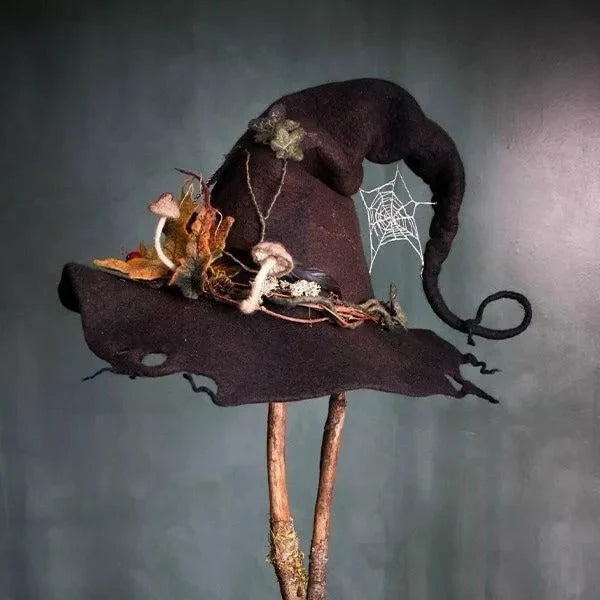Witch Hat Hand Felted Merino Wool Adjustable Fit