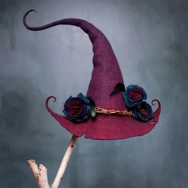Witch Hat Hand Felted Merino Wool Adjustable Fit