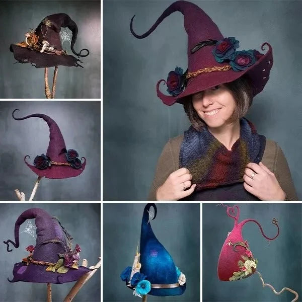 Witch Hat Hand Felted Merino Wool Adjustable Fit