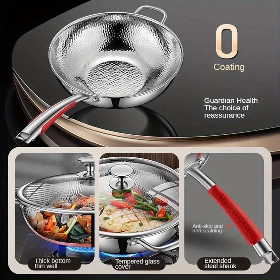 Wok 30 cm Pure Titanium Uncoated Non-Stick