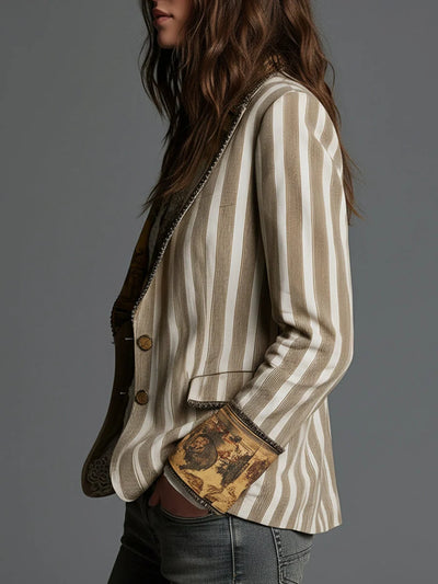 Women's Blazer Tailored Fit Two-Button Contrast Lapels & Cuffs