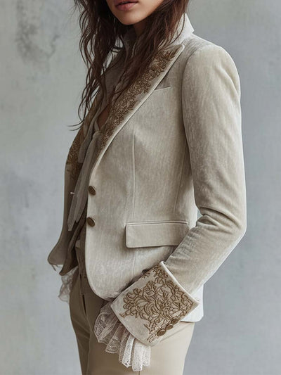 Women's Blazer Tailored Fit Two-Button Contrast Lapels & Cuffs