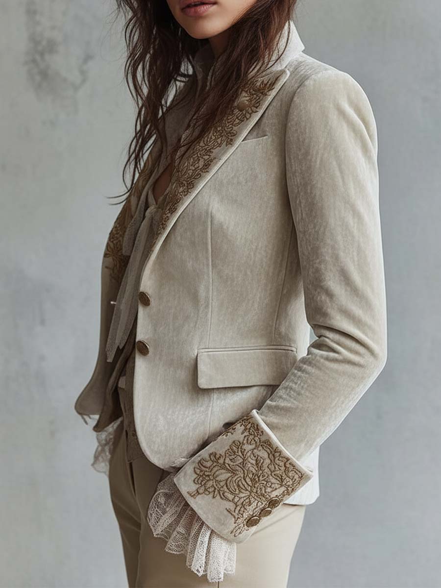 Women's Blazer Tailored Fit Two-Button Contrast Lapels & Cuffs