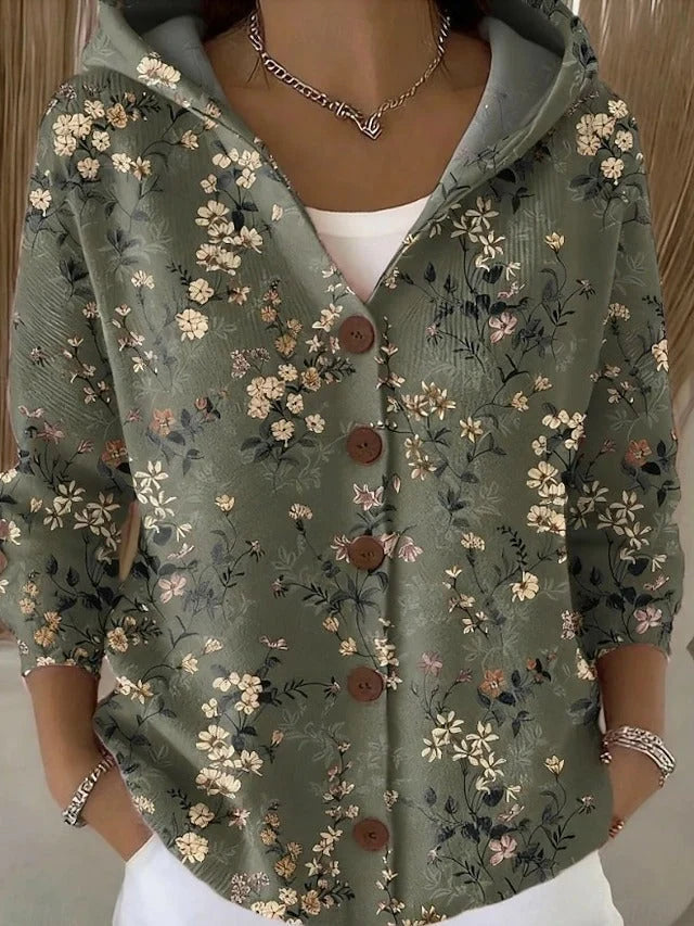 Women's Cardigan Floral Print Button Front Relaxed Fit