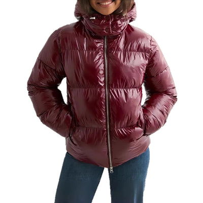 Women's Down Jacket Lightweight Adjustable Hood Glossy Finish