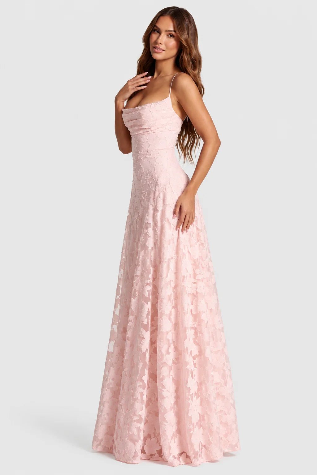 Women's Dress 3D Floral Lace A-Line Draped Neckline