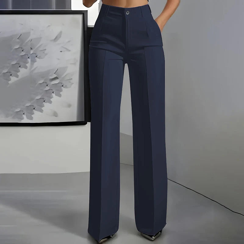 Women's Dress Pants High-Waist Straight Leg Wrinkle-Resistant Polyester