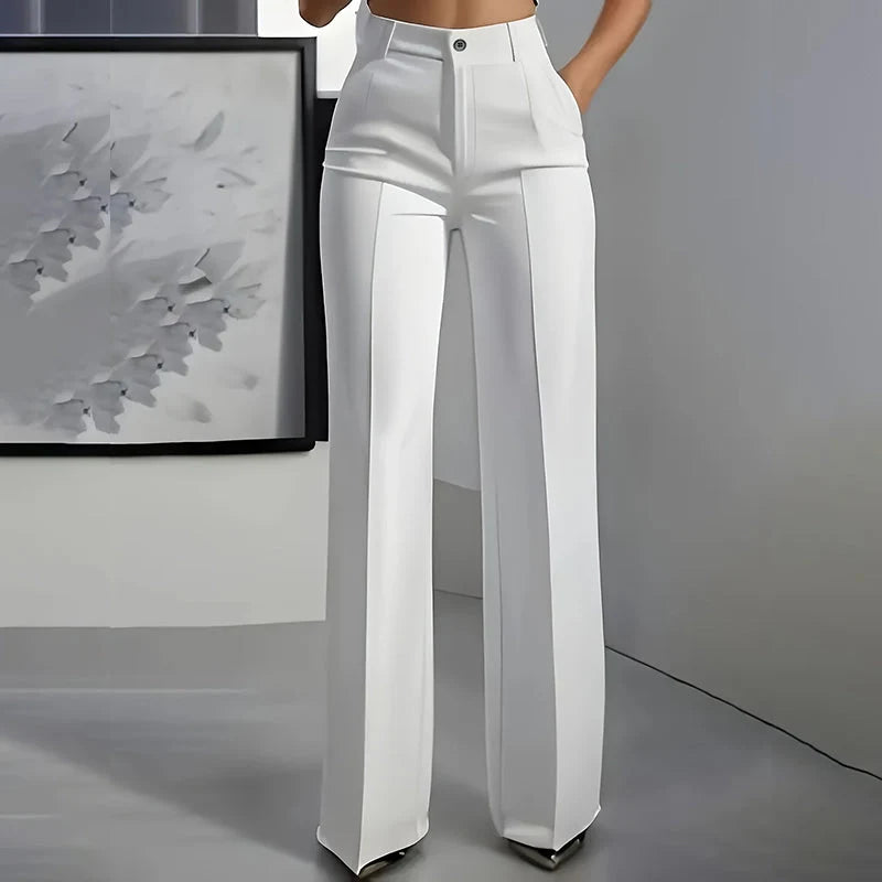 Women's Dress Pants High-Waist Straight Leg Wrinkle-Resistant Polyester
