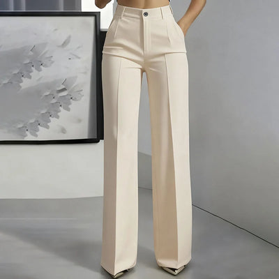 Women's Dress Pants High-Waist Straight Leg Wrinkle-Resistant Polyester