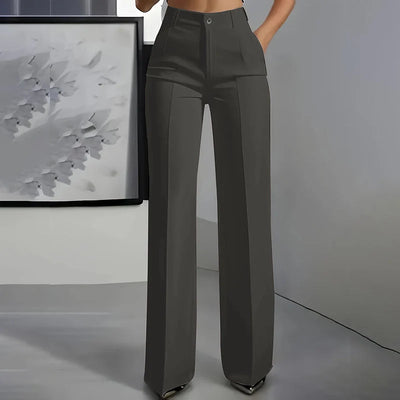 Women's Dress Pants High-Waist Straight Leg Wrinkle-Resistant Polyester
