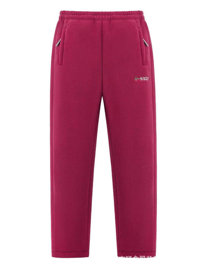 Women's Fleece Pants Warm Lining Zip Pockets
