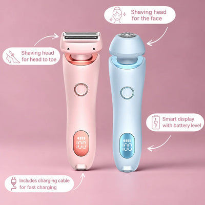 Women's Intimate Shaver Interchangeable Heads Cordless Wet & Dry
