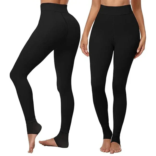 Women's Leggings Brushed Fleece Lined High-Rise Waist & Four-Way Stretch