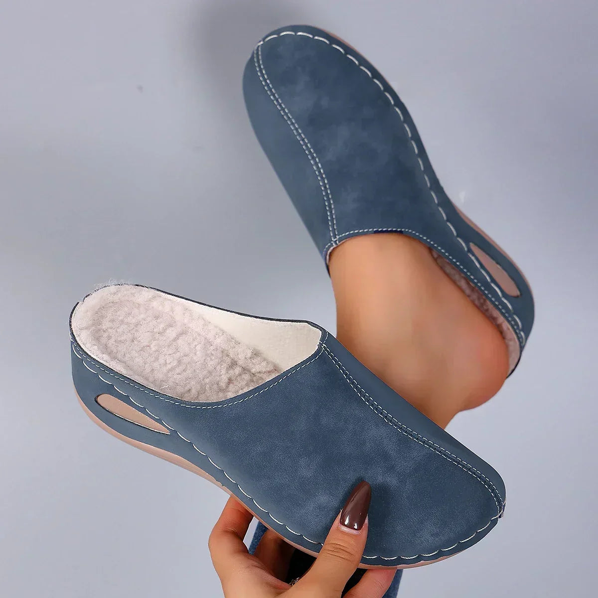 Women's Orthopedic Slippers Fleece-Lined Non-Slip Sole