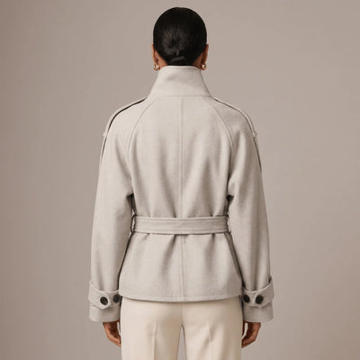 Women's Pea Coat Cotton Blend Adjustable Belt