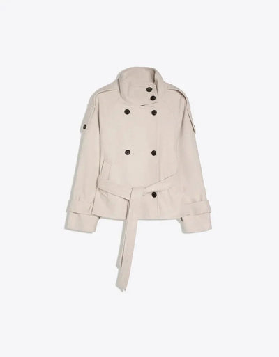 Women's Pea Coat Cotton Blend Adjustable Belt