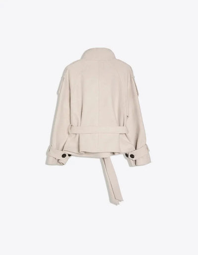 Women's Pea Coat Cotton Blend Adjustable Belt