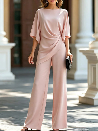 Women's Two-Piece Set Cape Sleeves High-Waisted Wide-Leg Pants