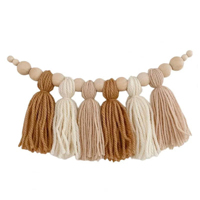 Wooden Bead Garland Natural Wood Adjustable Length 8 Colors
