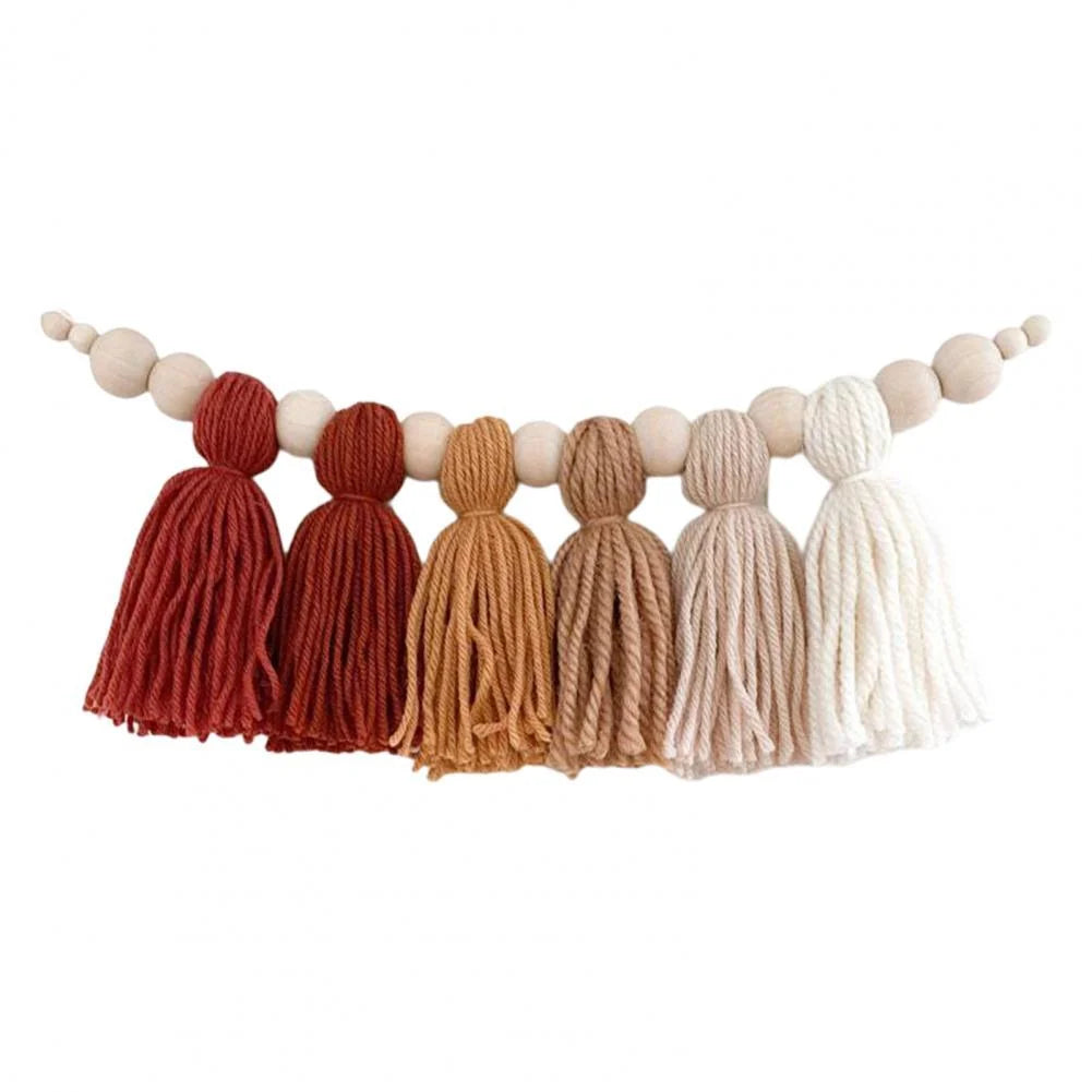 Wooden Bead Garland Natural Wood Adjustable Length 8 Colors