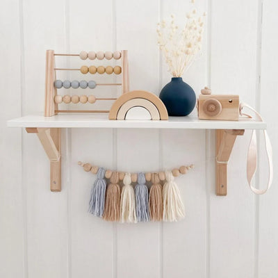 Wooden Bead Garland Natural Wood Adjustable Length 8 Colors