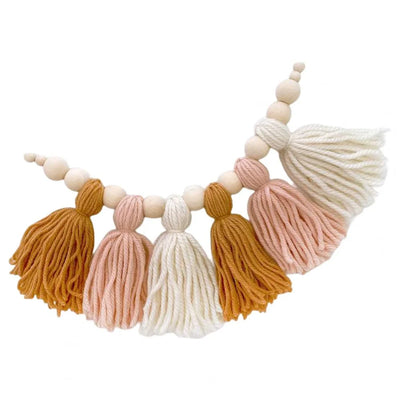 Wooden Bead Garland Natural Wood Adjustable Length 8 Colors
