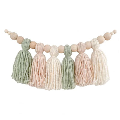 Wooden Bead Garland Natural Wood Adjustable Length 8 Colors