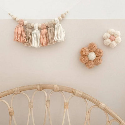 Wooden Bead Garland Natural Wood Adjustable Length Eight Colors