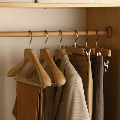 Wooden Clothes Hangers Wide Shape Set of 3