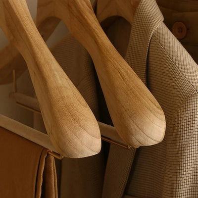 Wooden Clothes Hangers Wide Shape Set of 3