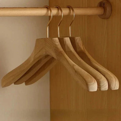 Wooden Clothes Hangers Wide Shape Set of 3