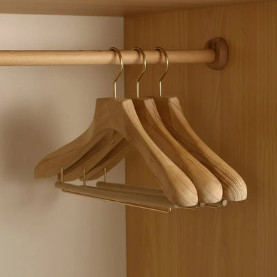 Wooden Clothes Hangers Wide Shape Set of 3