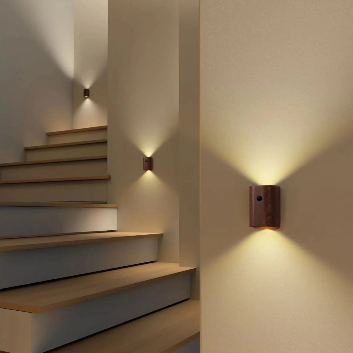 Wooden Lamp Motion Sensor Rechargeable LED Cordless