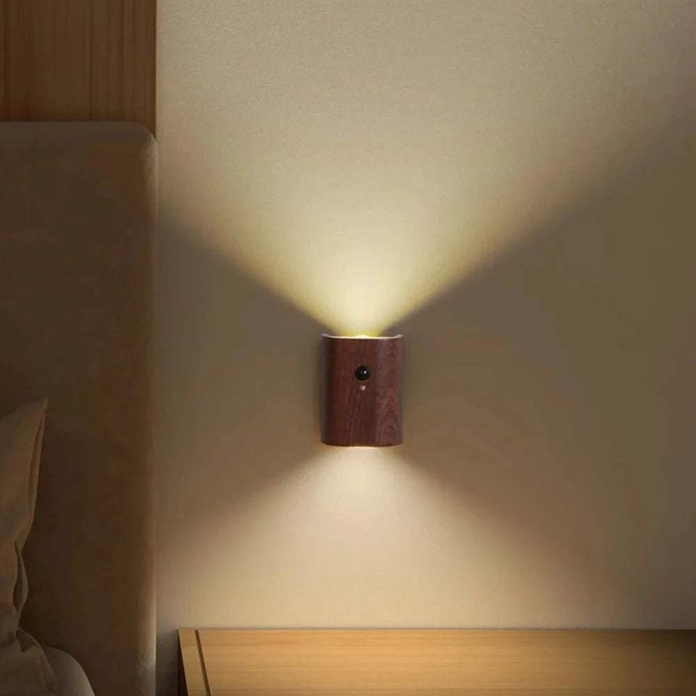 Wooden Lamp Motion Sensor Rechargeable LED Cordless