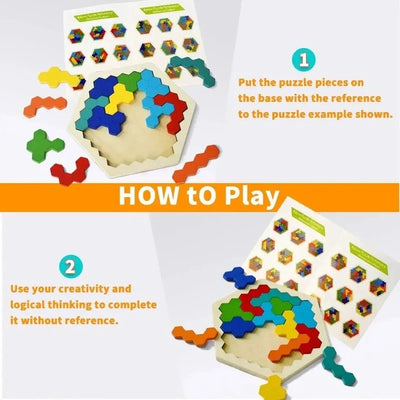 Wooden Puzzle Hexagonal 120 Challenges With Storage Case