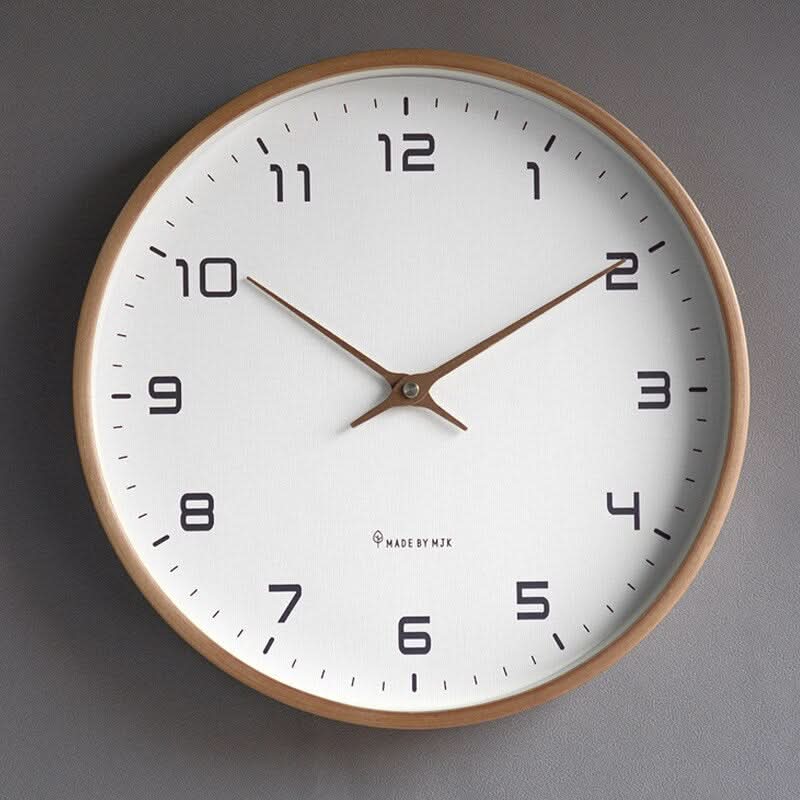 Wooden Wall Clock Silent Sweep Solid Wood Scandinavian Design