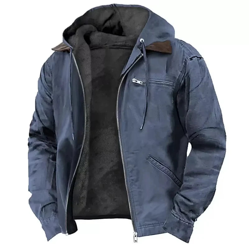 Workwear Jacket Insulated Lining Adjustable Hood Multiple Pockets