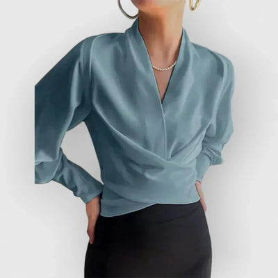Wrap Blouse Crossover Front Adjustable Side Tie