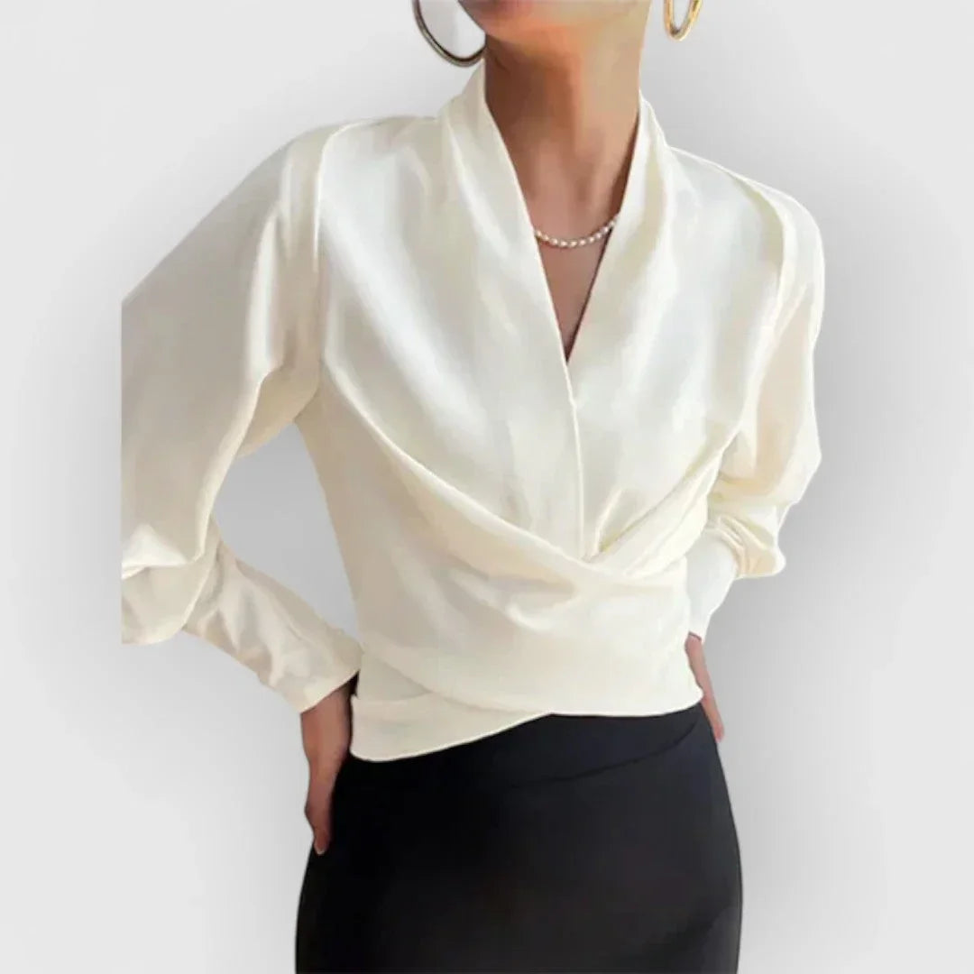 Wrap Blouse Crossover Front Adjustable Side Tie