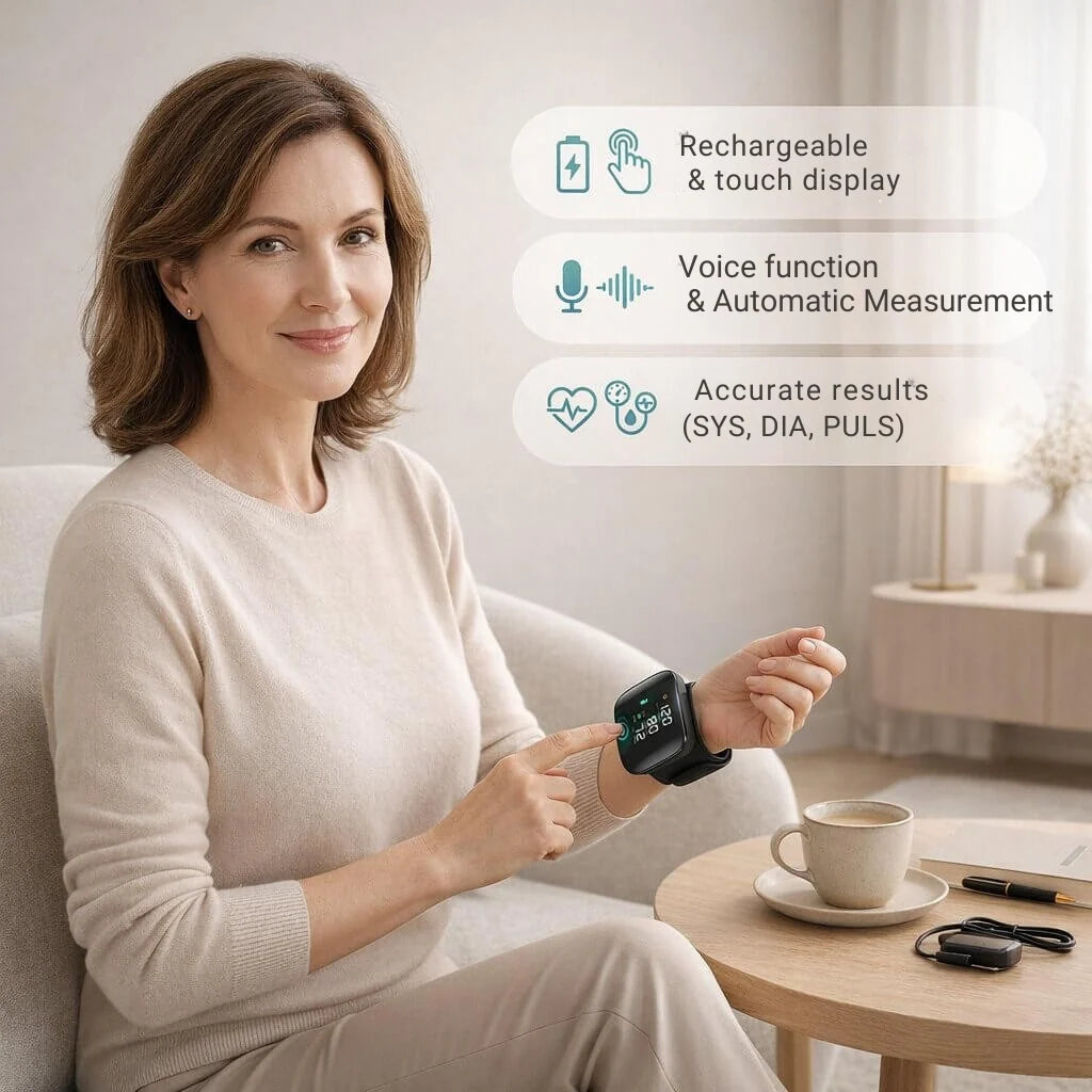 Wrist Blood Pressure Monitor Touch Display & Voice Function