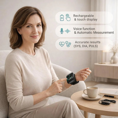 Wrist Blood Pressure Monitor Touch Display & Voice Function
