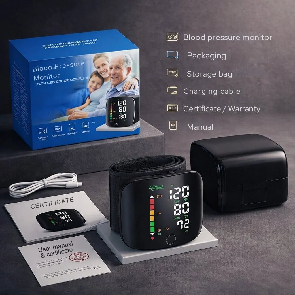 Wrist Blood Pressure Monitor Touch Display & Voice Function
