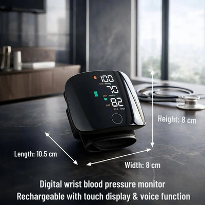 Wrist Blood Pressure Monitor Touch Display & Voice Function
