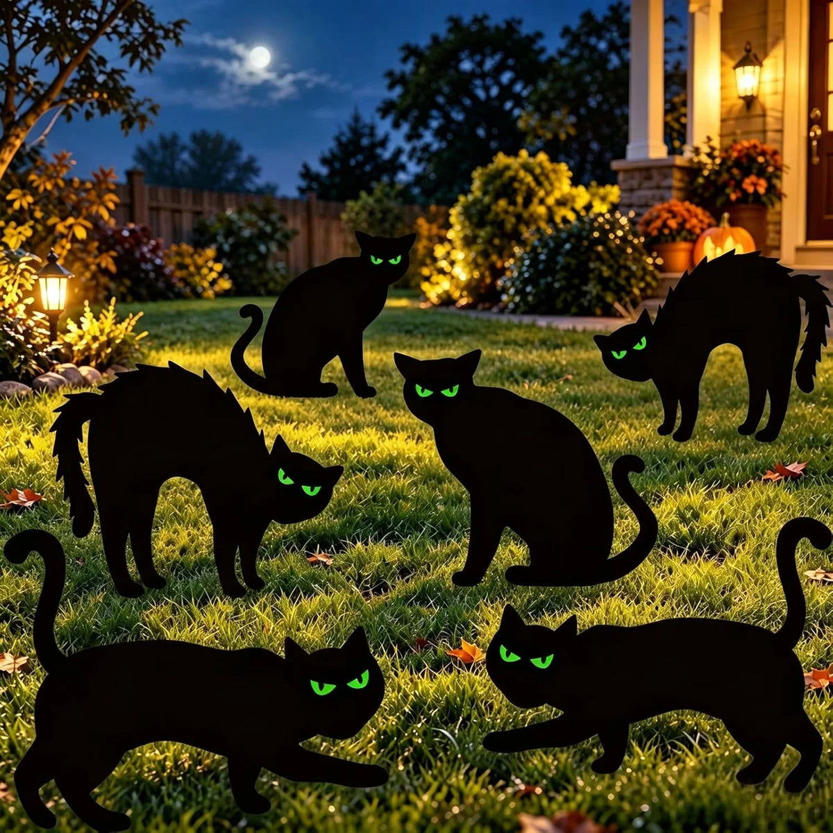 Yard Signs Glow-in-the-Dark Cat Eyes Weather-Resistant Set of 6