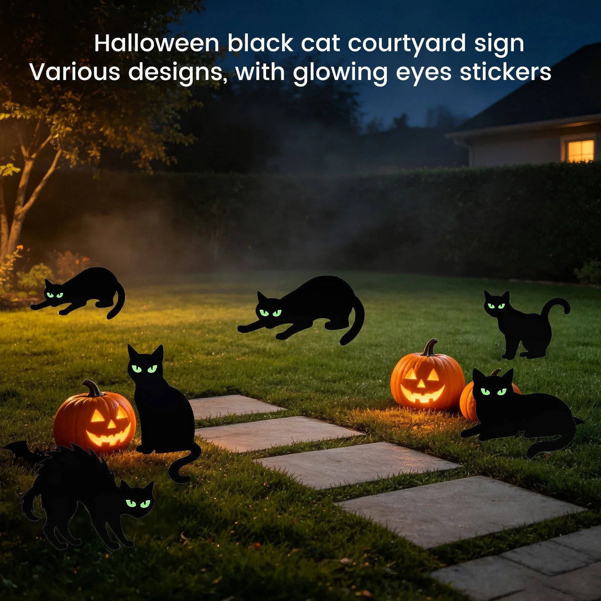 Yard Signs Glow-in-the-Dark Cat Eyes Weather-Resistant Set of 6