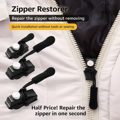 Zipper Repair Kit Instant No-Sew Metal Slider