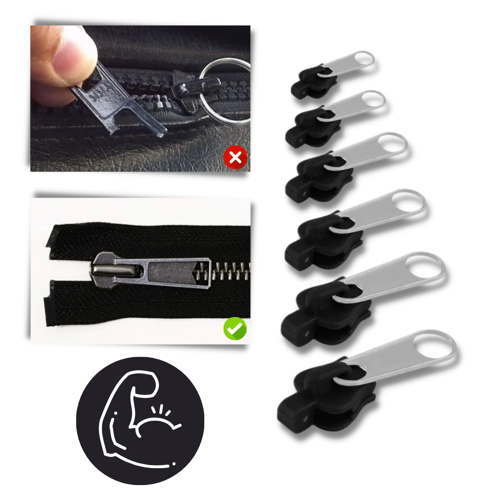 Zipper Slider Repair Set Aluminum Tool-Free Set of 6